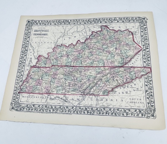 1878 Mitchell County Map of KENTUCKY and TENNESSEE - Frameable