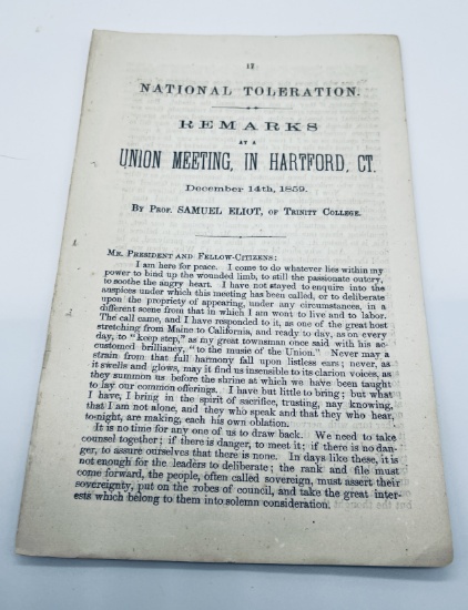 1859 Anti-Slavery Union Meeting Pamphlet - Slavery