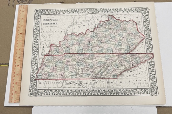 1877 Mitchell Map of KENTUCKY & TENNESSEE