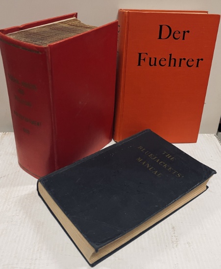 MILITARY BOOK LOT including The Bluejackets' Manual and DER FUEHRER (1944)