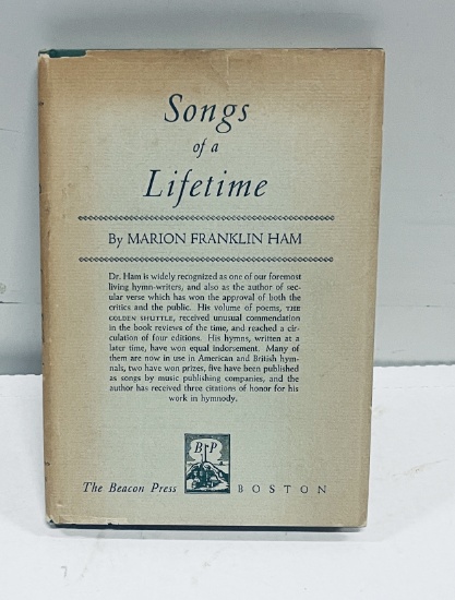 SIGNED Songs Of A Lifetime by Marion Franklin Ham (1953) POETRY