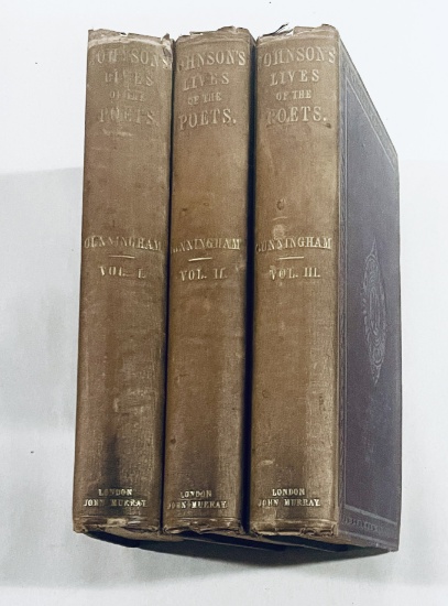 Lives of the Most Eminent English Poets (1854) by Samuel Johnson - Three Volume Set