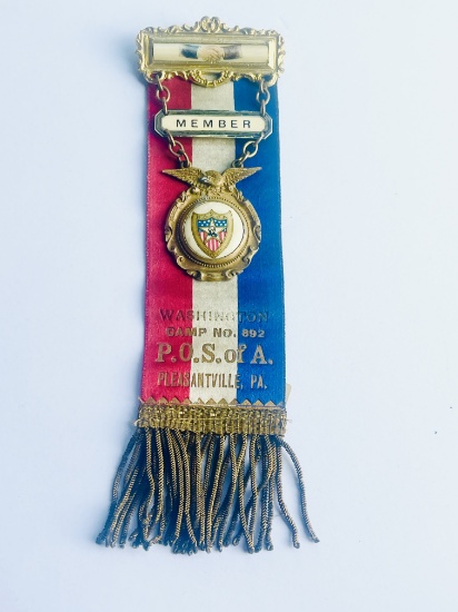 PATRIOTIC ORDER SONS OF AMERICA Camp Member Ribbon & Medal (c.1910)