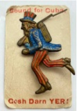 RAREST Spanish American War Pin with Uncle Sam and Card (c.1898)