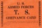 WW2 US Armed Forces T.S. Greivance Card