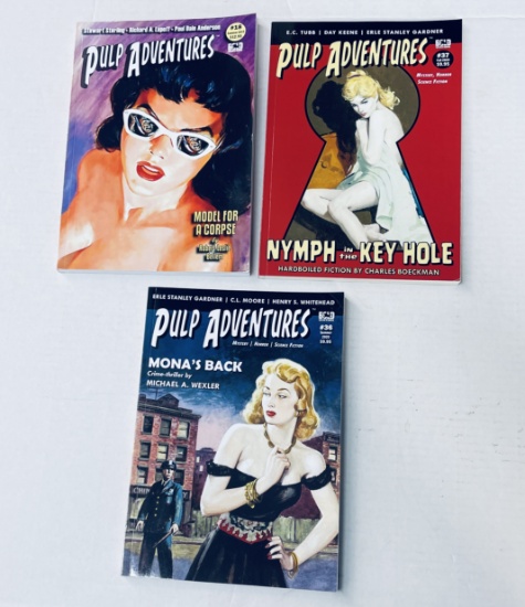 Three Copies of Pulp Adventures Magazine