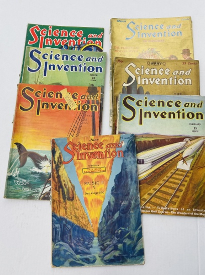 Seven Copies of SCIENCE and INVENTION Magazine from the 1920's