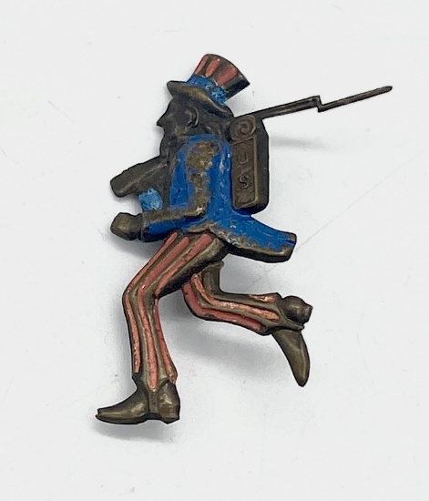 RARE Spanish American War Pin with Uncle Sam