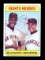 1969 Topps Baseball Card #572 Giants Heros: Willie McCovey & Juan Marichal.