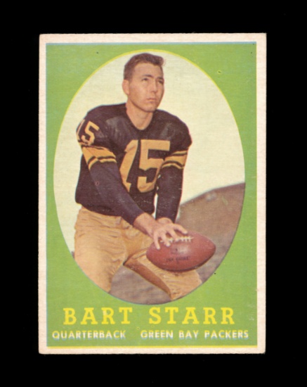 1958 Topps Football Card #66 Hall of Famer Bart Starr Green Bay Packers. EX