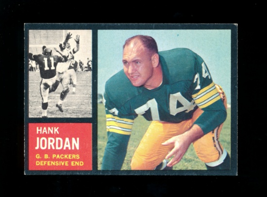 1962 Topps Football Card Scarce Short Print #72 Hall of Famer Hank Jordan G