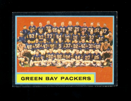 1962 Topps Football Card Scarce Short Print #75 Green Bay Packers Team Card