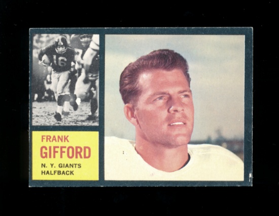 1962 Topps Football Card #104 Hall of Famer Frank Gifford New York Giants.