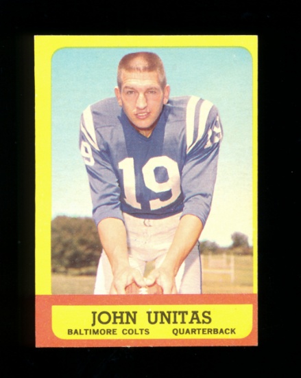 1963 Topps Football Card #1 Hall of Famer Johnny Unitas Baltimore Colts. EX