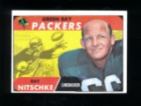 1968 Topps Football Card #157 Hall of Famer Ray Nitschke Green Bay Packers.