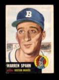 1953 Topps Baseball Card Scarce Short Print #147 Hall of Famer Warren Spahn