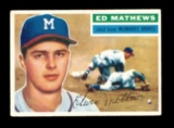 1956 Topps Baseball Card #107 Hall of Famer Ed Mathews Milwaukee Braves.  E