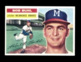 1956 Topps Baseball Card #244 Bob Buhl Milwaukee Braves.  EX/MT - NM Condit