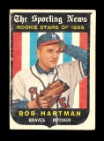 1959 Topps Baseball Card #128 Rookie Stars Bob Hartman Milwaukee Braves. G