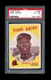 1959 Topps Baseball Card #380 Hall of Famer Hank Aaron Milwaukee Braves. Gr