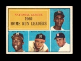 1961 Topps Baseball Card #43 National League 1960 Home Run Leaders: Aaron,