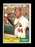 1961 Topps Baseball Card #415 Hank Aaron Hall of Famer Milwaukee Braves. EX