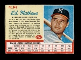 1962 Post Cereal Baseball Card #147 Hall of Famer Ed Mathews Milwaukee Brav