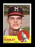 1963 Topps Baseball Card #62 Bob Hendley Milwaukee Braves. EX/MT - NM Condi