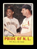 1963 Topps Baseball Card #138 Pride of The NL: Willie Mays & Stan Musial. V