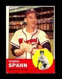1963 Topps Baseball Card #320 Hall of Famer Warren Spahn Milwaukee Braves.