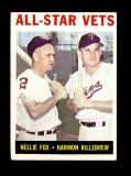 1964 Topps Baseball Card #81 All-Star Vets: Nellie Fox & Harmon Killebrew.