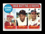 1969 Topps Baseball Card #2 National League 1968 Batting Leaders: Rose, Alo