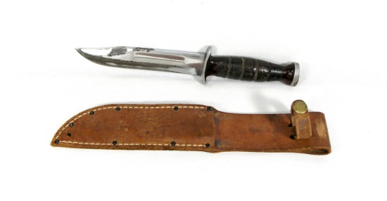 KA-BAR "Commando" WWII Fighting knife w/sheath. 6" Blade & Overall  10-3/8"