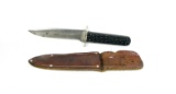 KA-BAR Union Cutlery Co. Bowie hunting knife. Black bone handle w/sheath.