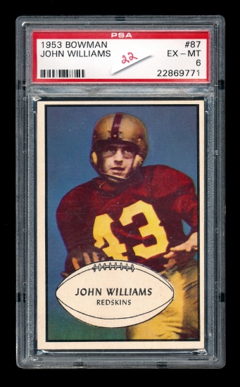 1953 Bowman Football Card (Scarce Short Print) #87 John Williams Washington