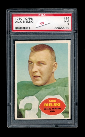 1960 Topps Football Card #36 Dick Bielski Dallas Cowboys. Graded PSA NM-7 C