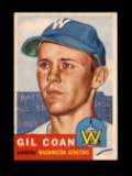 1953 Topps Baseball Card Scarce Short Print #133 Gil Coan Washington Senato
