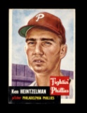 1953 Topps Baseball Card #136 Ken Heintzelman Philadelphia Phillies. EX - E