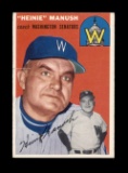 1954 Topps Baseball Card #187 Hall of Famer Heinie Manush Washinghton Senat