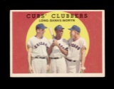 1959 Topps Baseball Card #147 Cubs Clubbers Long-Banks-Moryn. EX/MT - NM Co