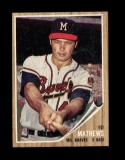 1962 Topps Baseball Card #30 Hall of Famer Ed Mathews Miklwaukee Braves. EX