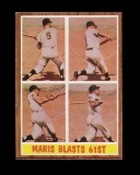 1962 Topps Baseball Card #313 Maris Blasts 61st. EX/MT - NM Condition.