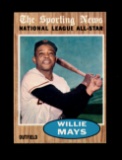 1962 Topps Baseball Card #395 Hall of Famer Willie Mays All-Star San Franci