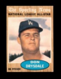 1962 Topps Baseball Card #398 Hall of Famer Don Drysdale All-Star Los Angel