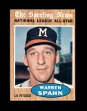 1962 Topps Baseball Card #399 Hall of Famer Warren Spahn All-Star Milwaukee