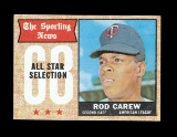 1968 Topps Baseball Card #363 Hall of Famer Rod Carew All-Star. EX/MT - NM
