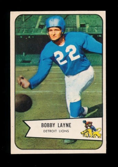 1954 Bowman Football Card #53 Hall of Famer Bobby Layne Detroit Lions.  EX-