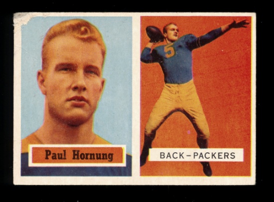 1957 Topps ROOKIE Football Card #151 Rookie Hall of Famer Paul Hornung Gree