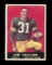 1961 Topps Football Card #41 Hall of Famer Jim Taylor Green Bay Packers. EX