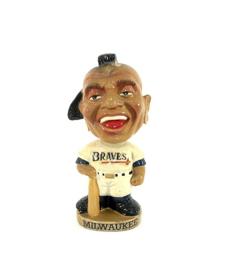 1960's Milwaukee Braves Mascot Gold Base Bobblehead Doll.  6-1/2"